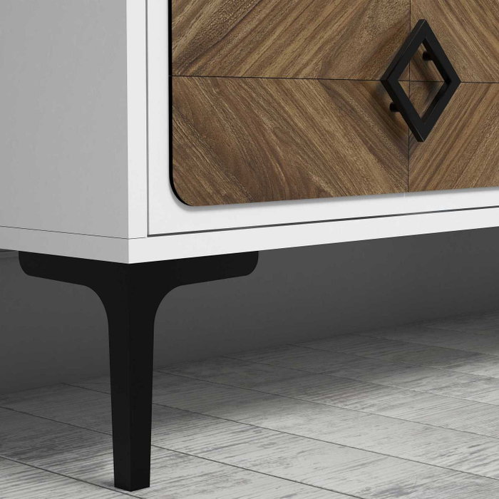 Hanah Home Samba Conjunto de Muebles de Salón - Blanco y Nogal